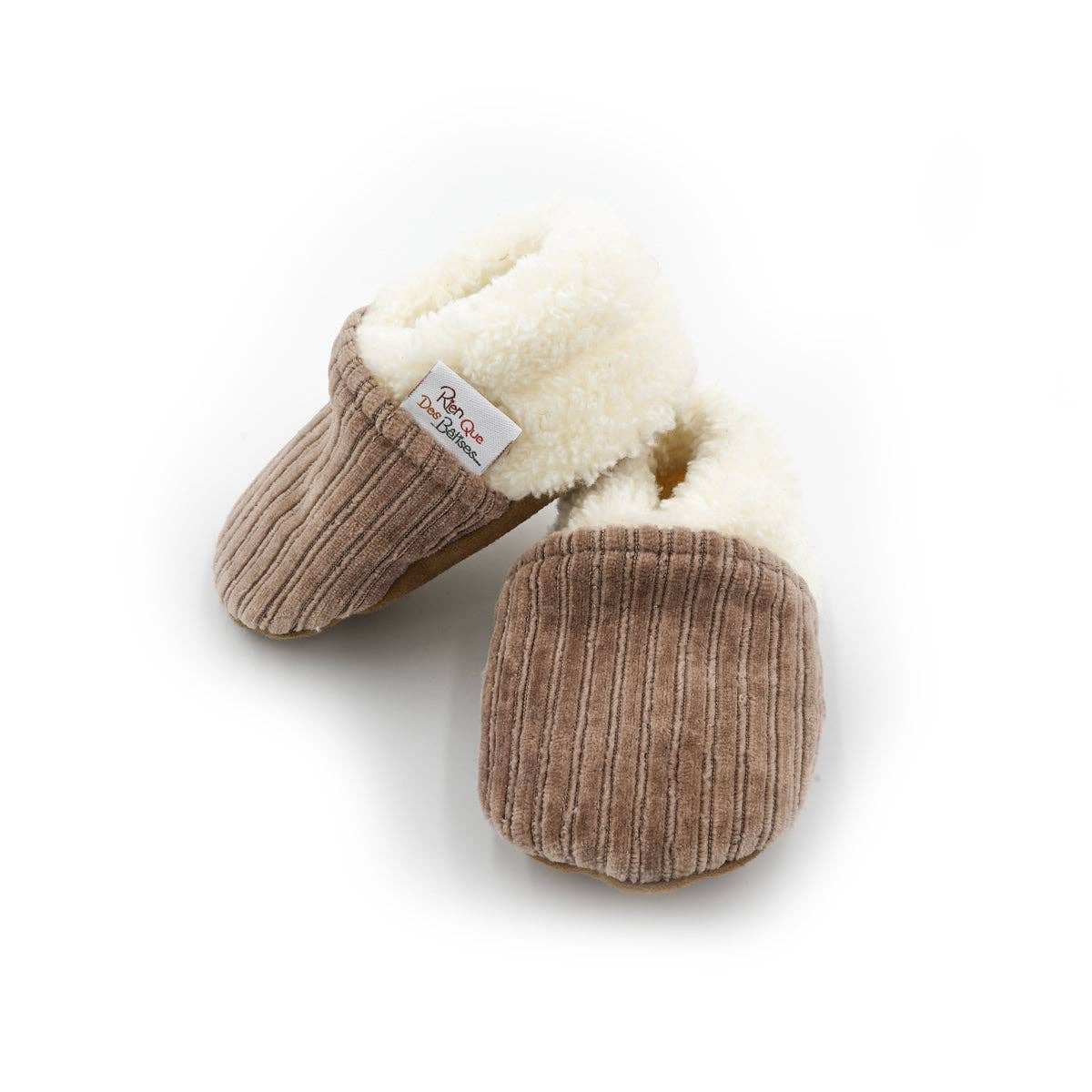 Chaussons velours taupe