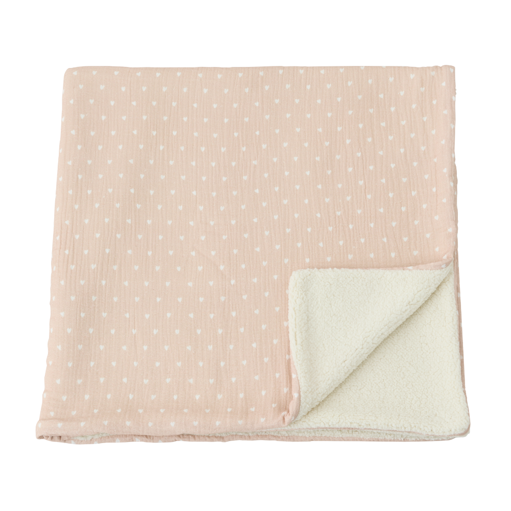 Couverture Pilou - Beige petits coeurs