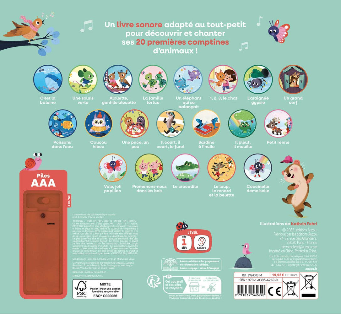 Mes jolies comptines d'animaux - 20 puces sonores