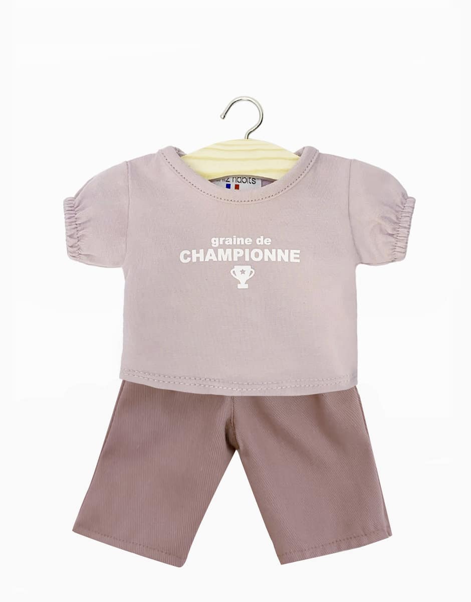 Ensemble T-shirt championne et Jean rose