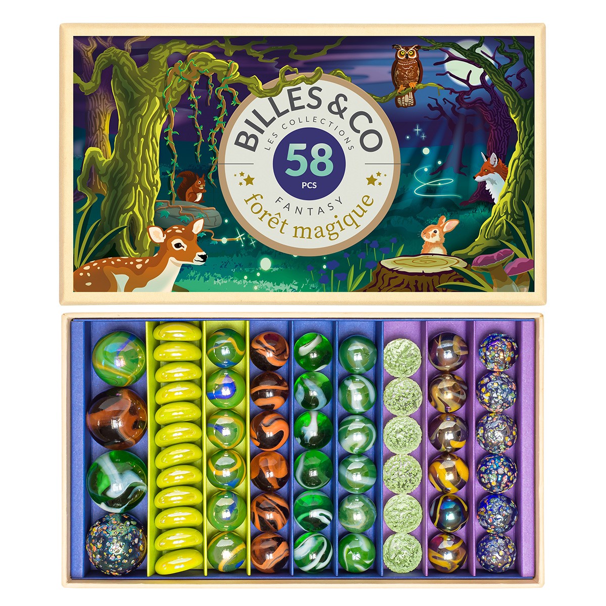 Coffret de 58 billes - Fôret magique