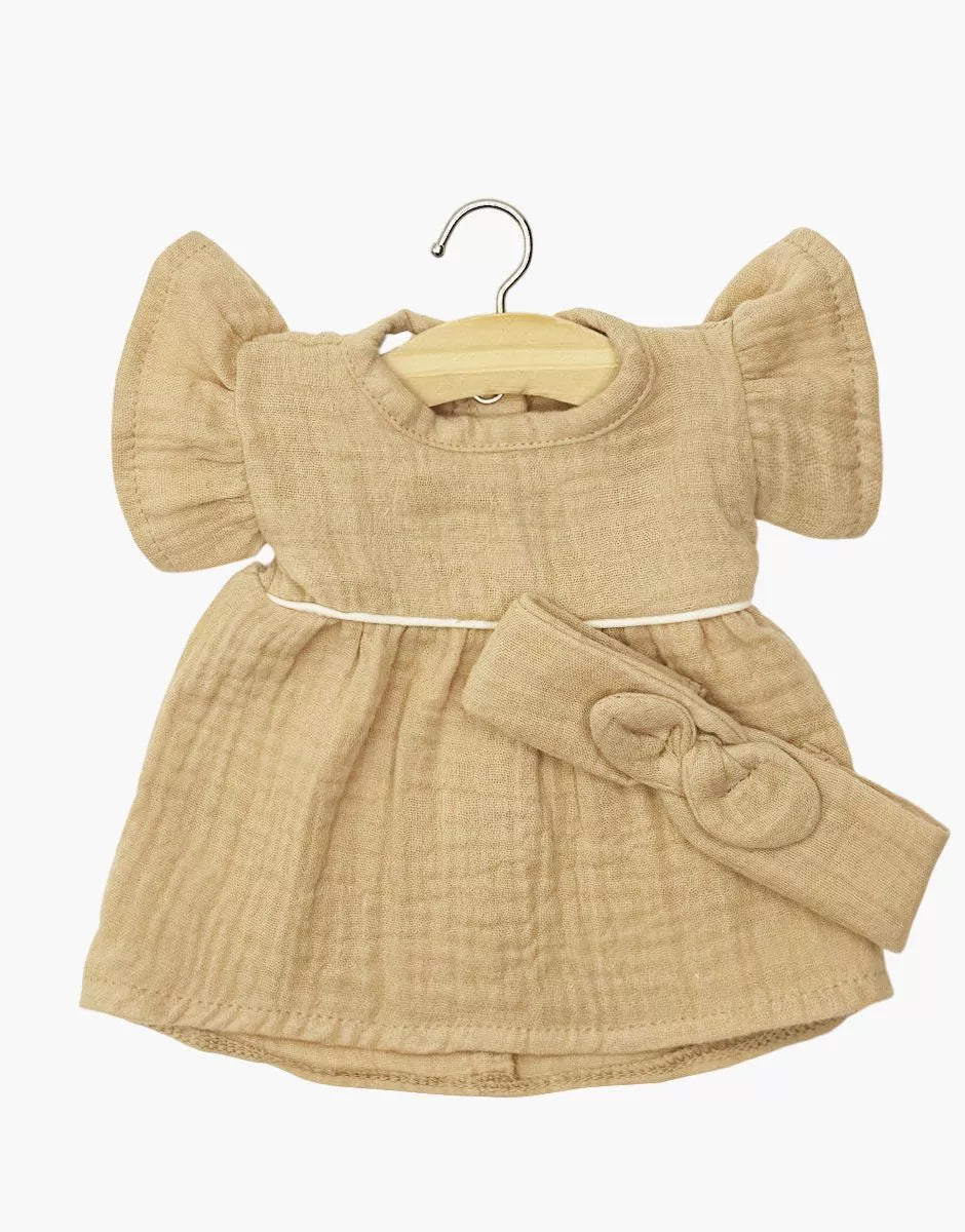 Robe Daisy et son headband - Gaze de coton Latte