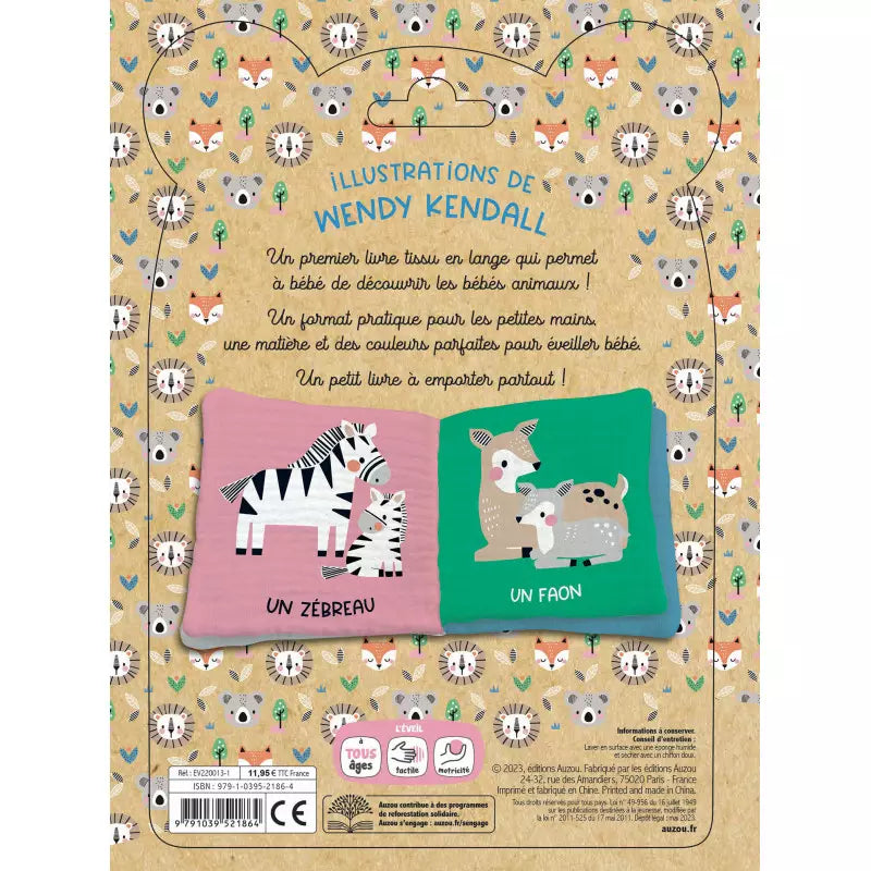 Mon premier livre tissu en lange - Les bébés animaux