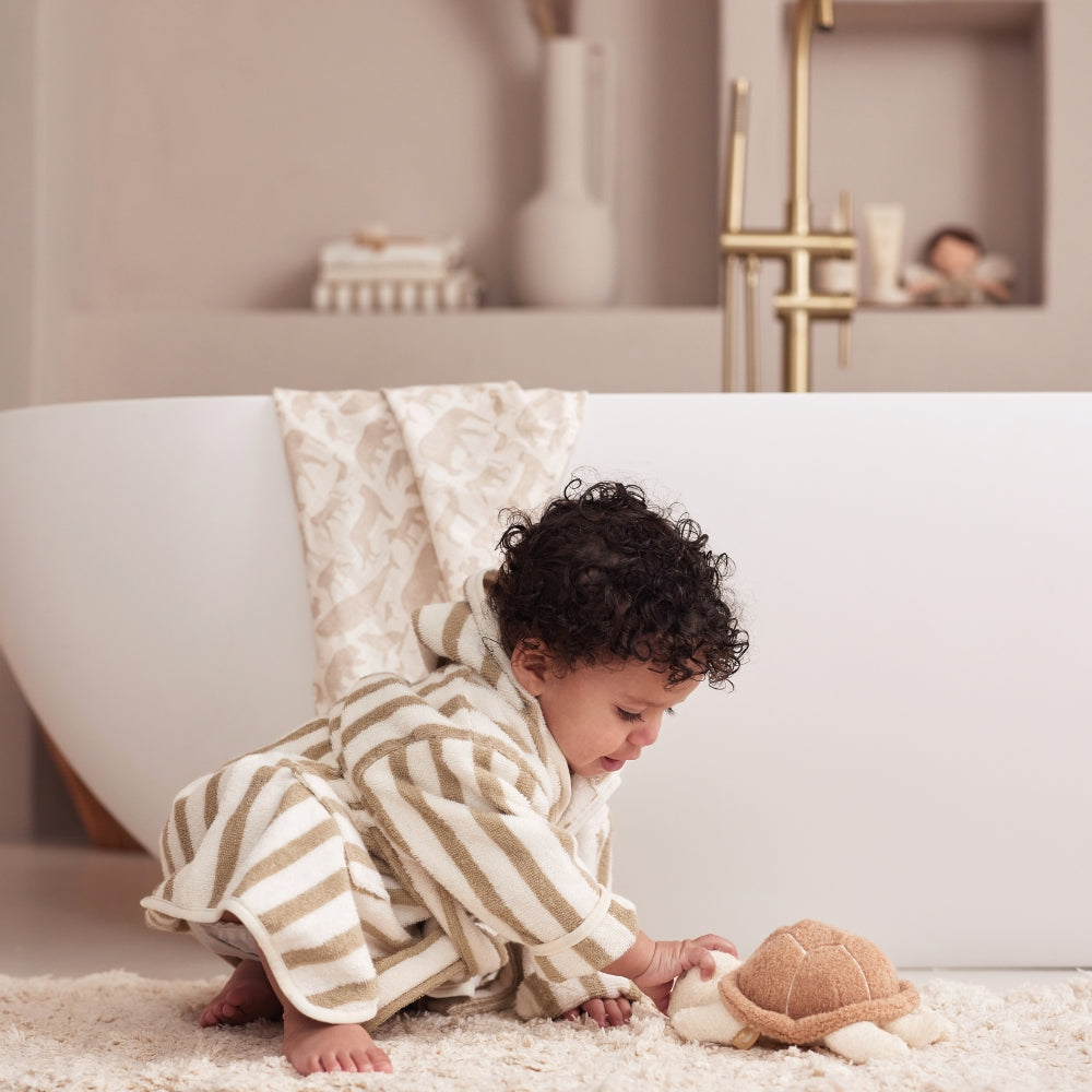 Peignoir de bain 3-4 ans - Stripe Olive Green