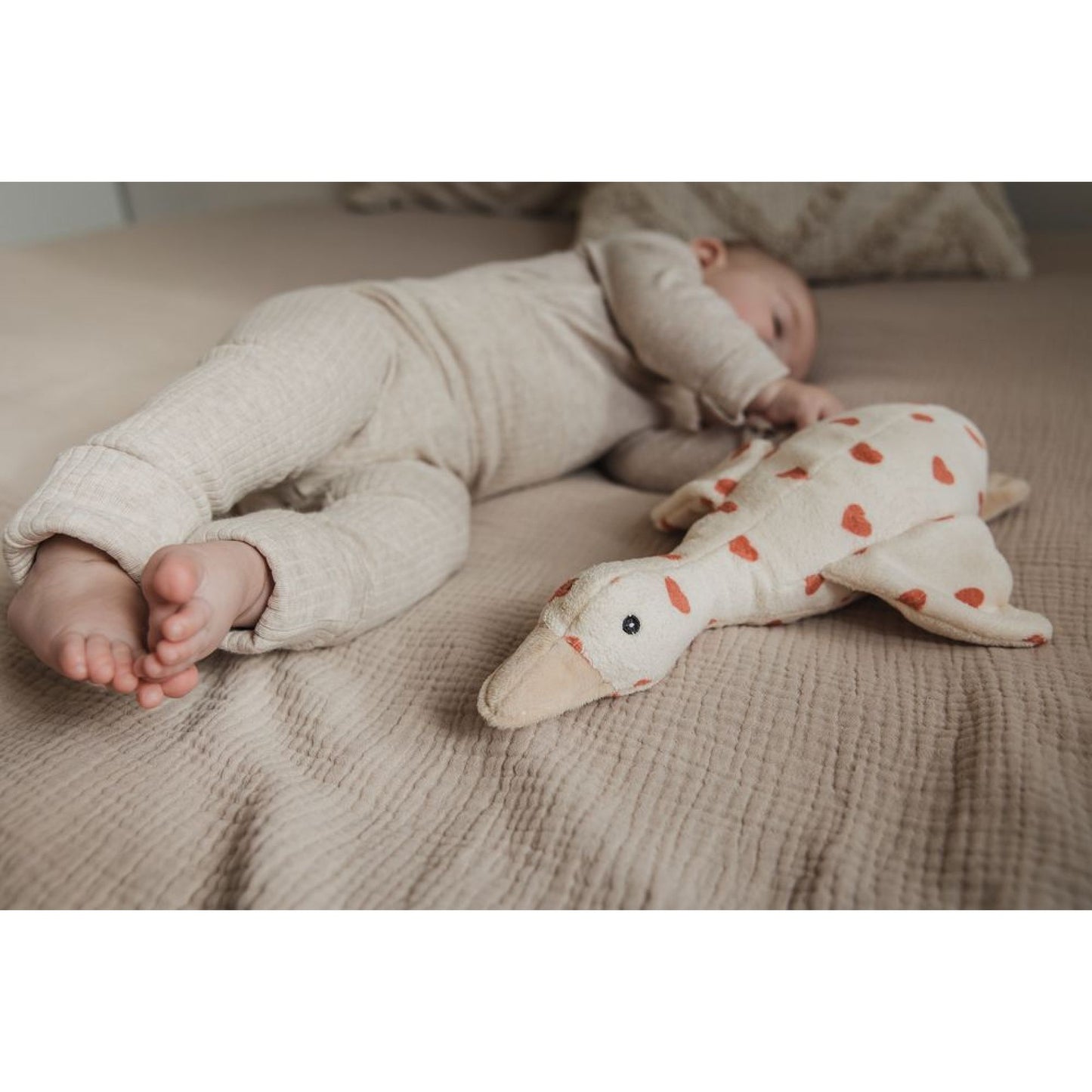 Peluche Oie Liva comforter - Coeurs