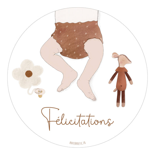 Carte ronde  "félicitations fille"