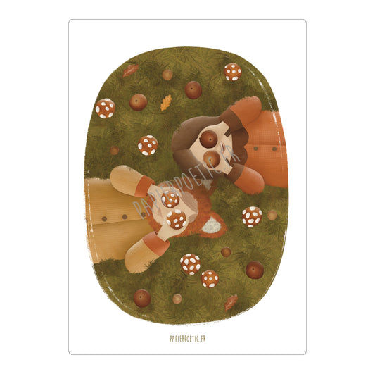 Carte fille champignon d automne