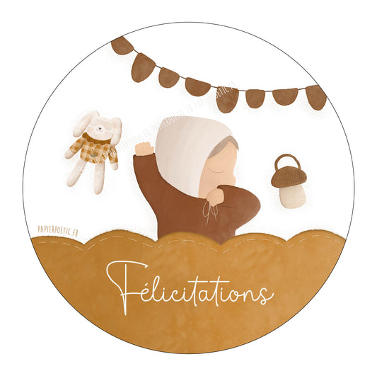 Carte ronde felicitations automne
