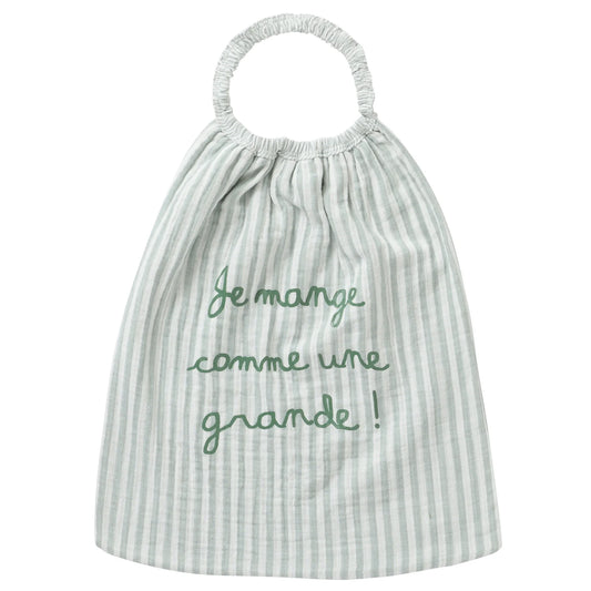 Serviette élastiquée "Comme une grande" - Rayé Vert de gris