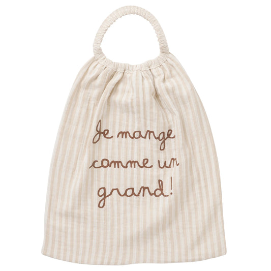 Serviette élastiquée "Comme un grand" - Rayé Galet