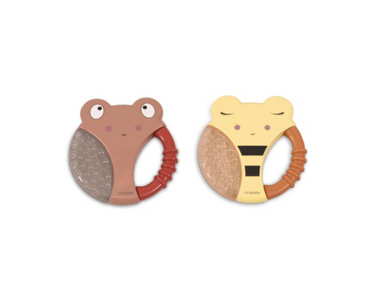 Lot de 2 Anneaux de dentition réfrigérant - Jaune / Caramel