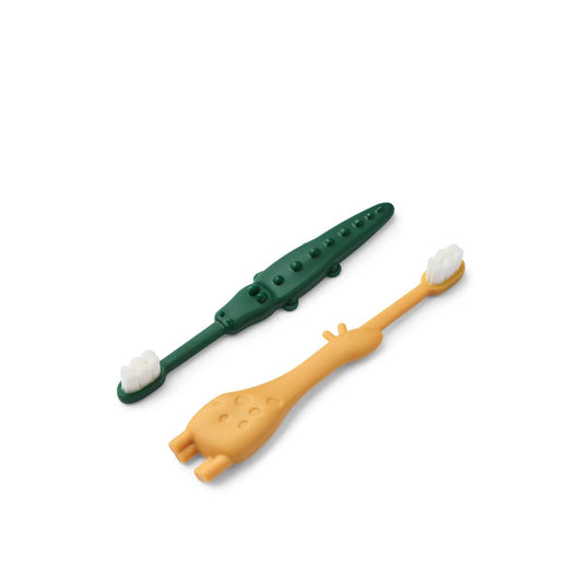 Lot de 2 brosses à dents Fabio - Yellow Mellow & Garden Green