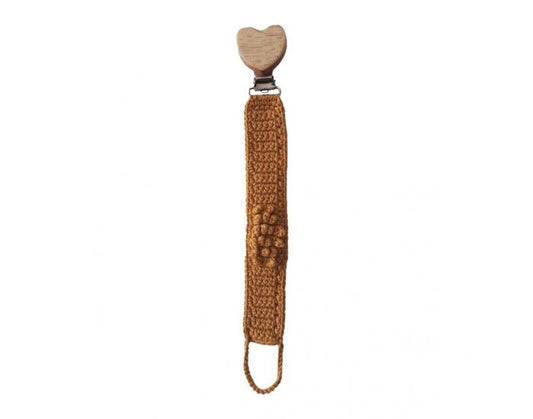 Attache sucette crochet ochre