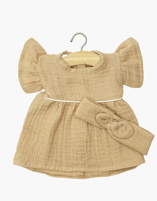 Robe Daisy et son headband - Gaze de coton Latte