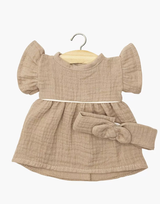 Robe Daisy et son headband - Gaze de coton Moka