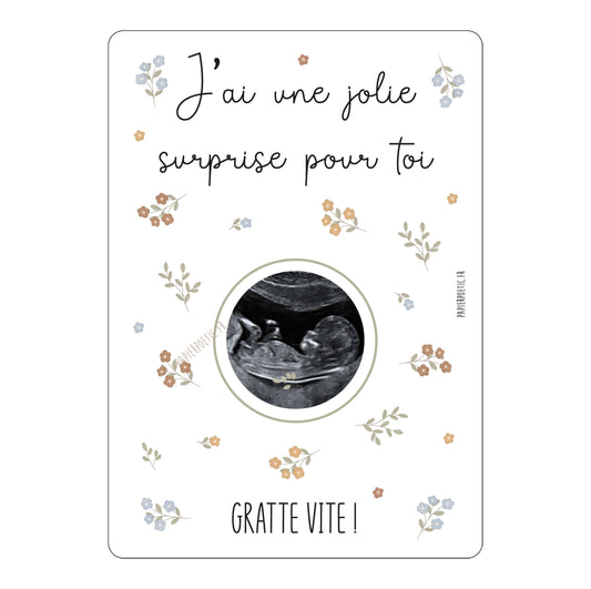 Carte à gratter “échographie” bloom