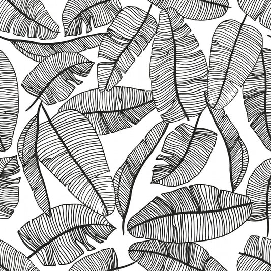 Papier peint feuilles - Leaves black