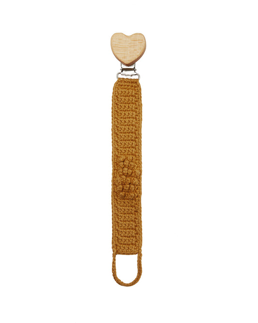 Attache sucette crochet ocre