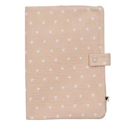 Protège carnet de santé - Beige petits coeurs